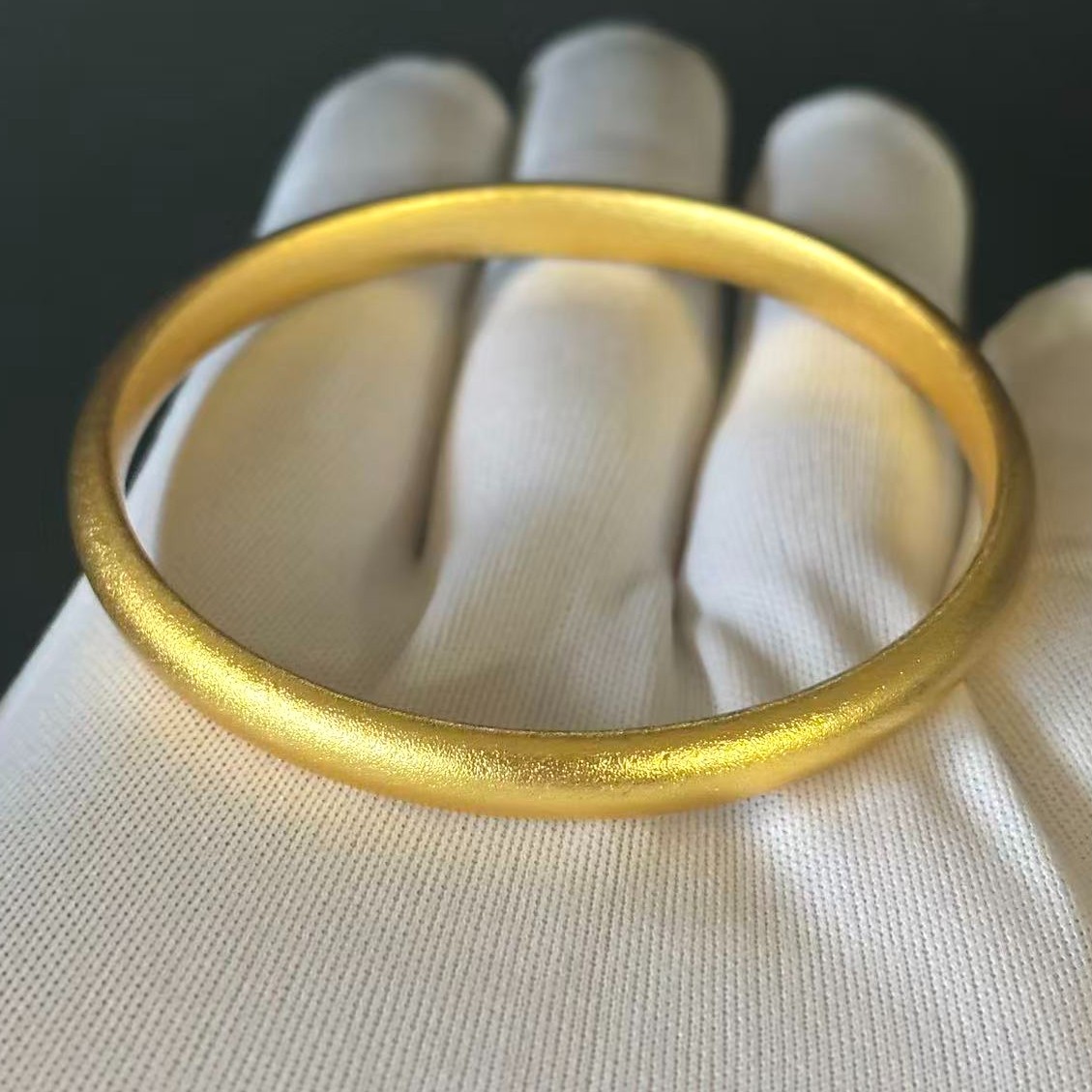 Golden Gold Tone Smooth Band Bangle Bracelet, 7.4-7.9 inch