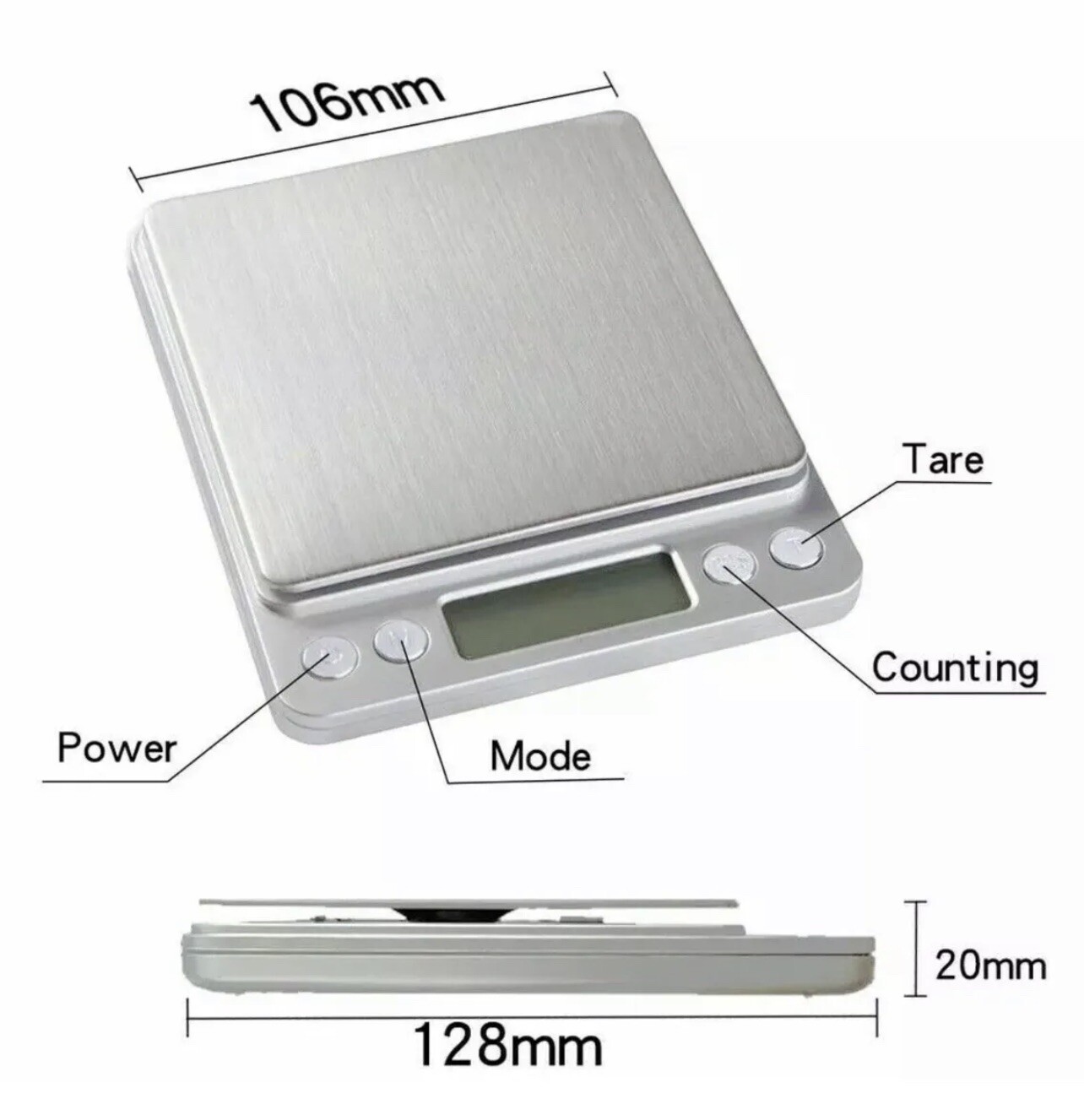 Digital Kitchen Food Scale Weight Balance in Pounds, Grams, Ounces,& KG