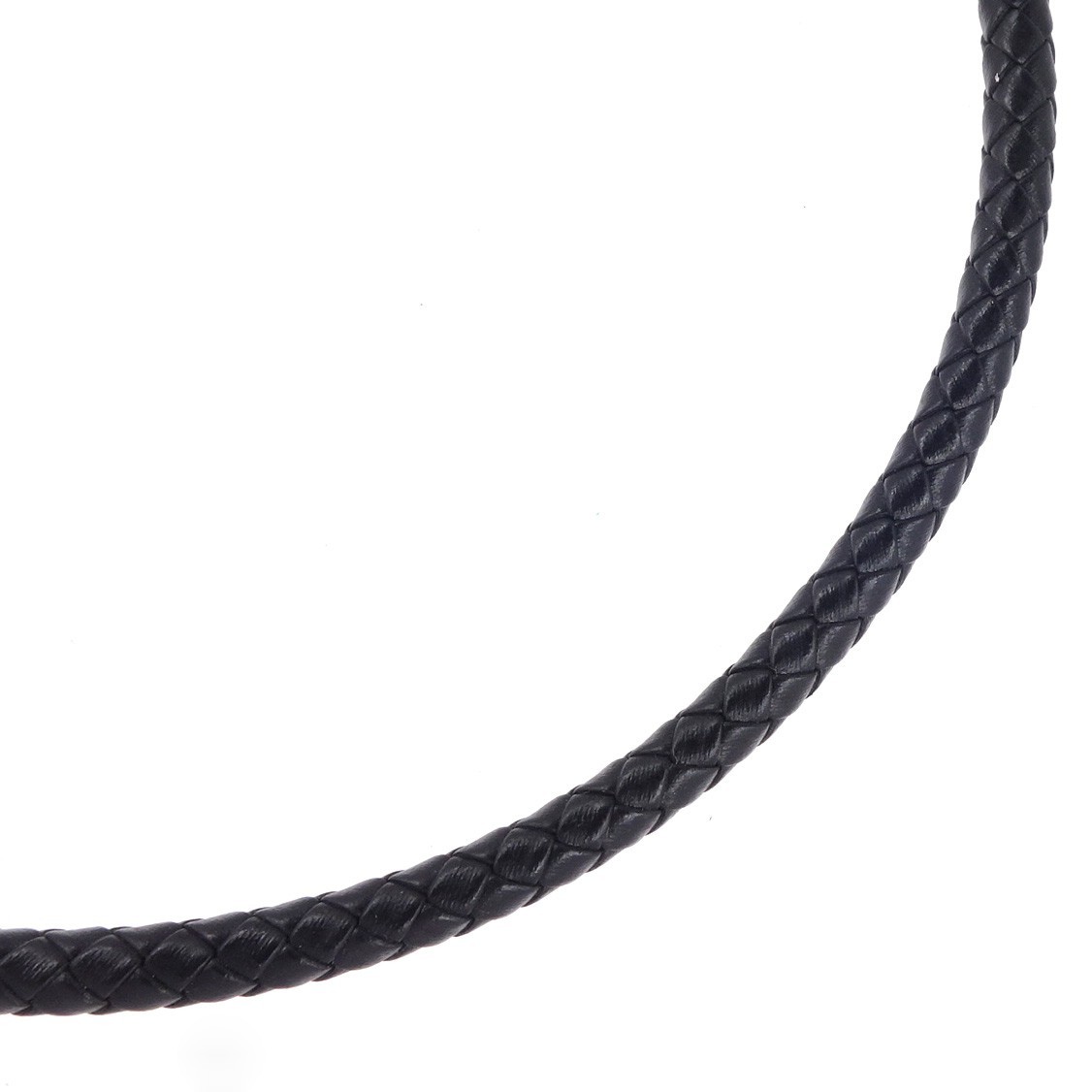 Sterling Silver 6mm Braided Round Genuine Leather Cord Necklace / Bangle