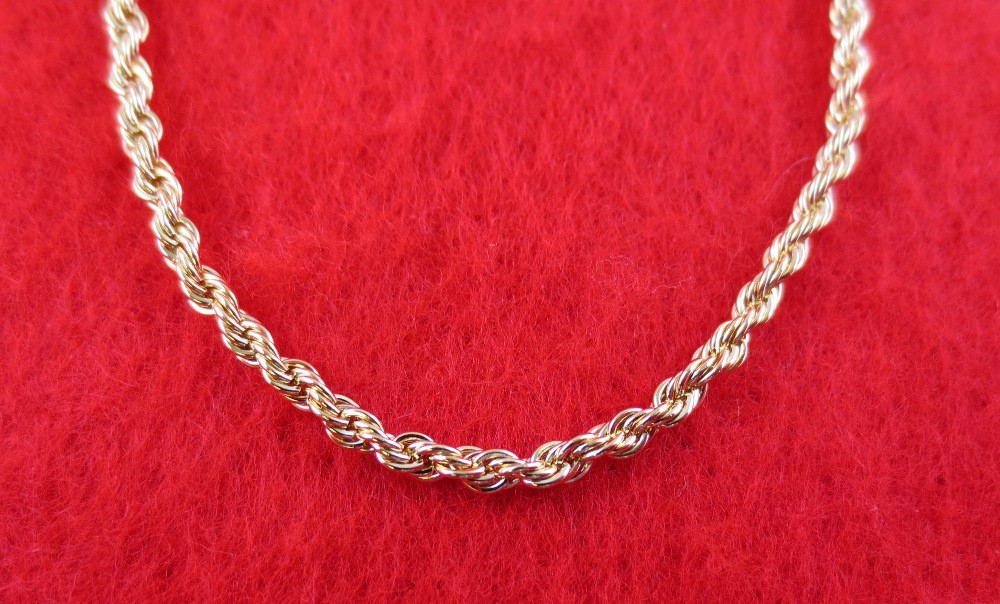 14KT GOLD PLATED ROPE CHAIN NECKLACE-16-“36” LIFETIME GUARANTEE 1.7mm TO 7.0MM
