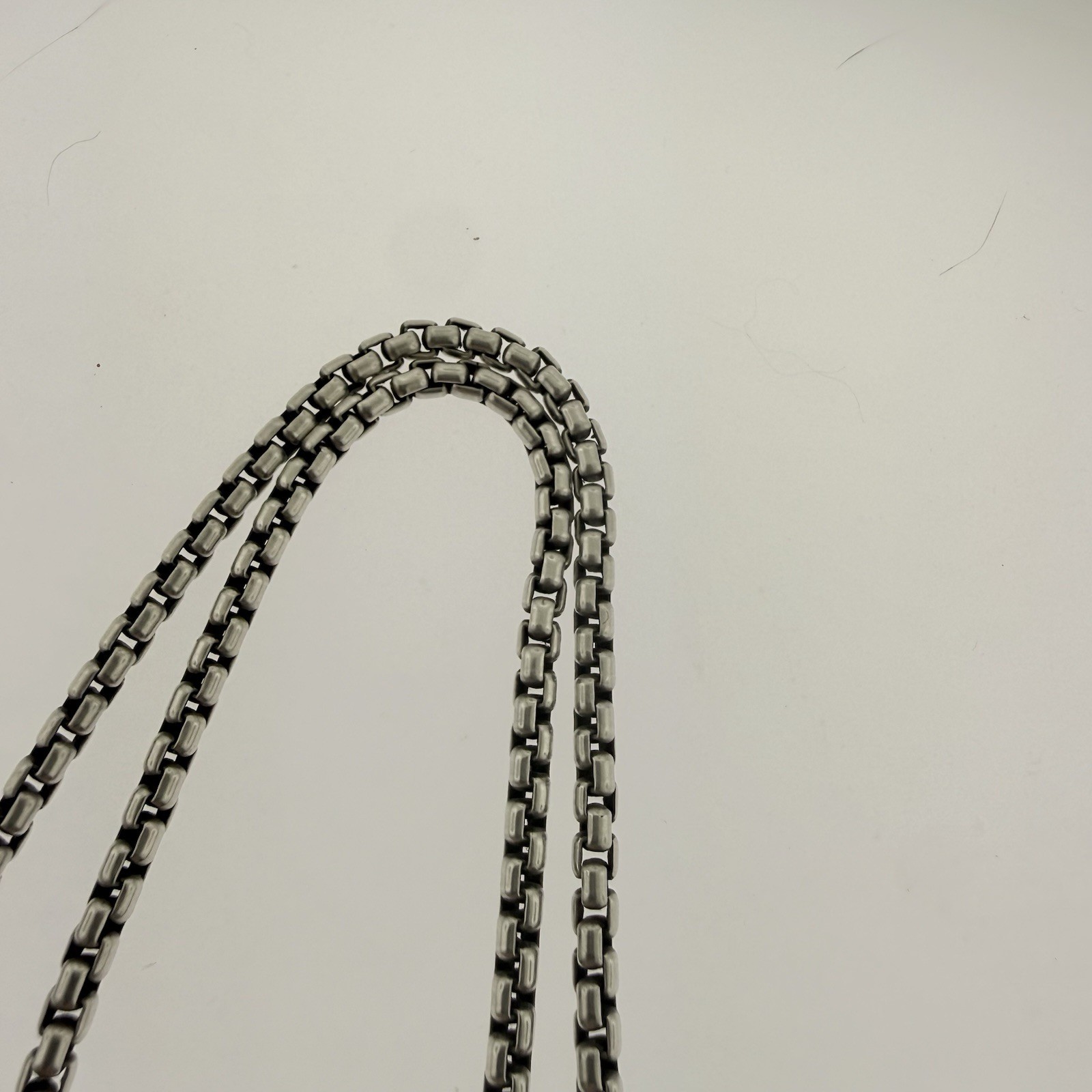 David Yurman Sterling Silver 925 Box Chain & Chevron Cross Pendant Black Diamond