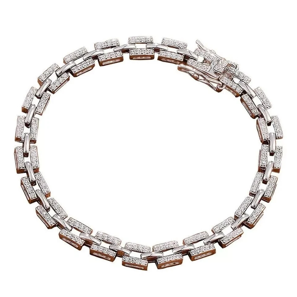 6CT Round Lab-Created Diamond 14K White Gold Plated Women’s Tennis Bracelet