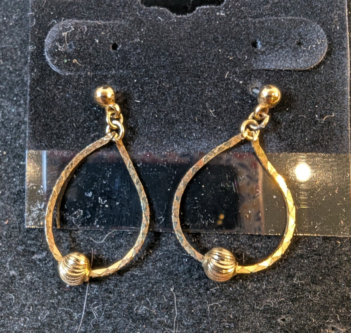 Unmarked Chain Hoop Stud Pierced Earrings Gold Tone Jewelry Fashion Women