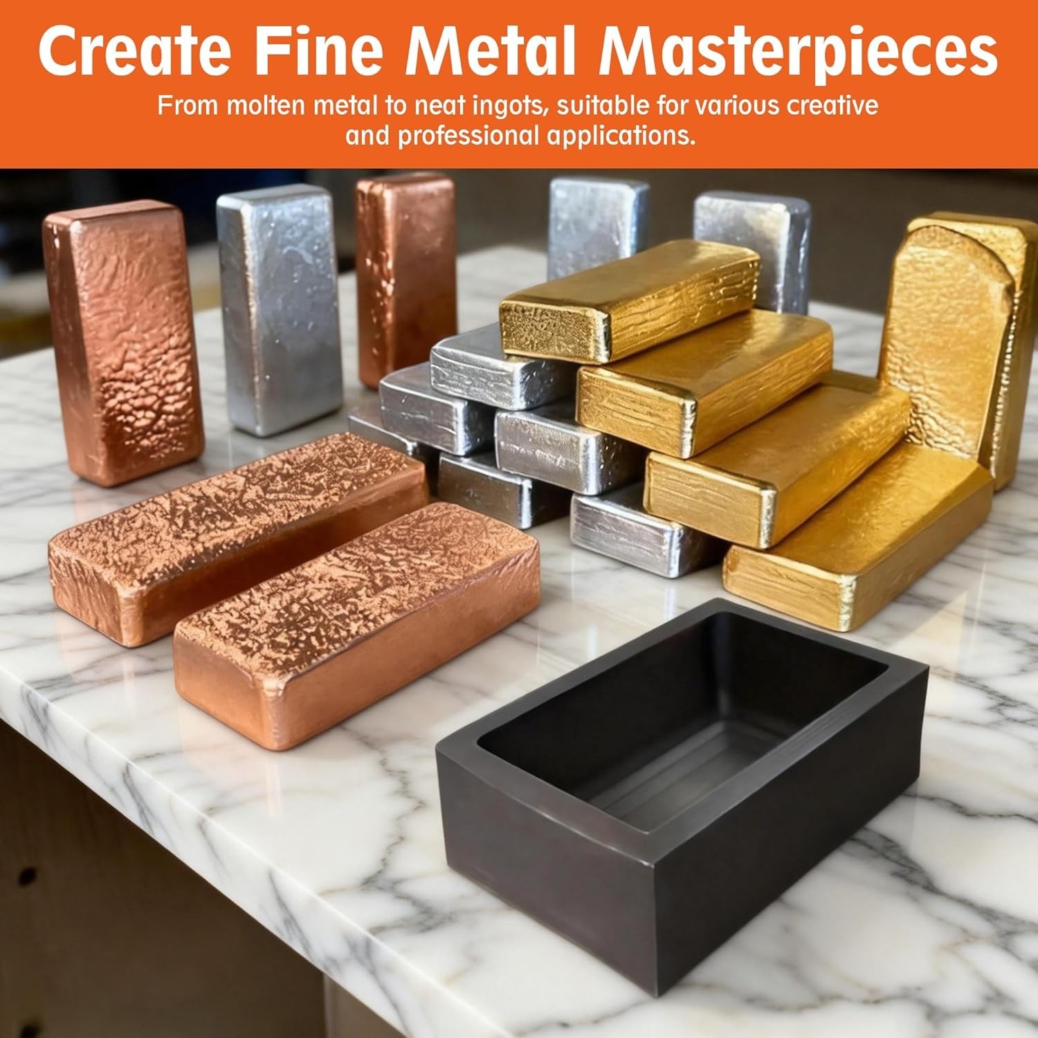 4 Pcs 1Kg High-Purity Graphite Ingot Molds for Casting Gold Silver Aluminum Copp