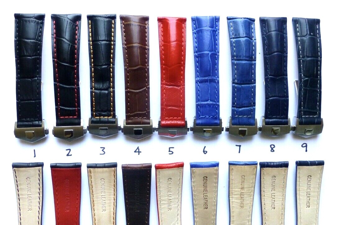20 &22mm Leather Watch Band Strap with Clasp Compatible Tag Heuer Carrera Monaco