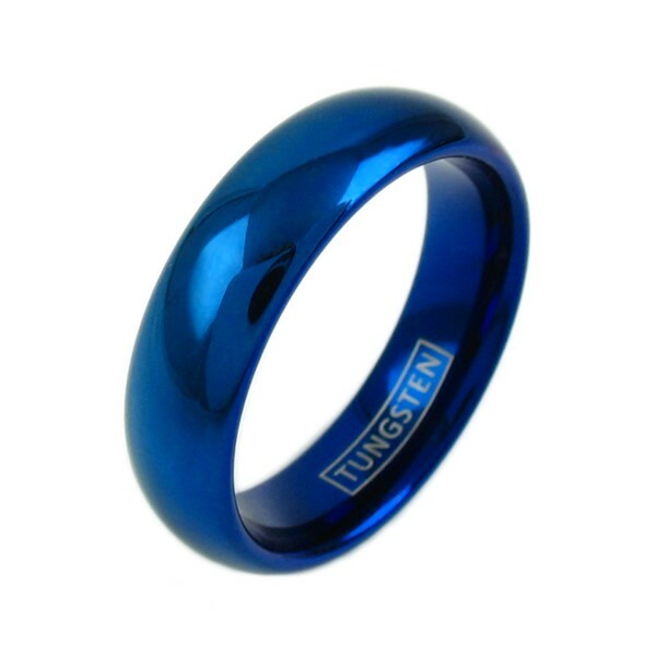 6mm Tungsten Ring Blue Plain Polished Wedding Band Jewelry Size 5-14