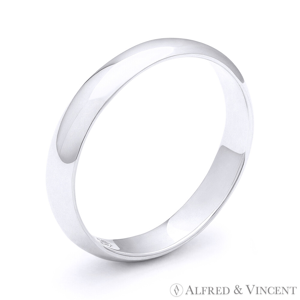 3mm Plain Dome Wedding Band in Plain Solid 925 Sterling Silver – Men’s / Women’s