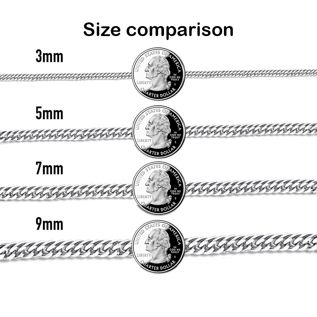 16-36″ Stainless Steel Double Chain Cuban Women Men Necklace 3/5/7mm Lobster