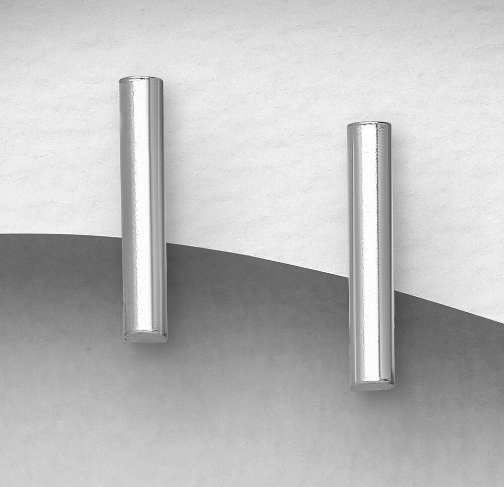 Solid Sterling Silver Stud Earrings Minimalist Line Bar Dash 10mm Trendy