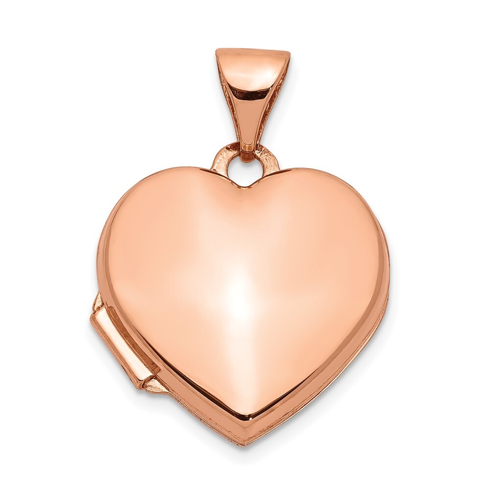 14k Rose Gold 15mm Plain Heart Locket Pendant for Women 0.65g