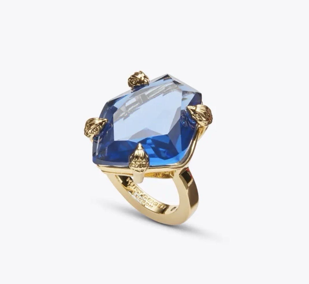 KURT GEIGER LONDON Eagle BLUE Cubic Zirconia Stone Cocktail Ring Size 7 NIB