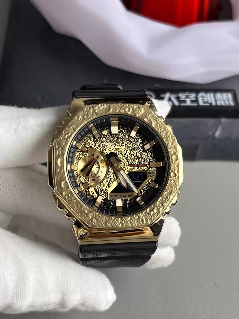 Casio G-Shock GM-2100MG-1A Moon Surface Limited Edition Gold Black Digital Watch