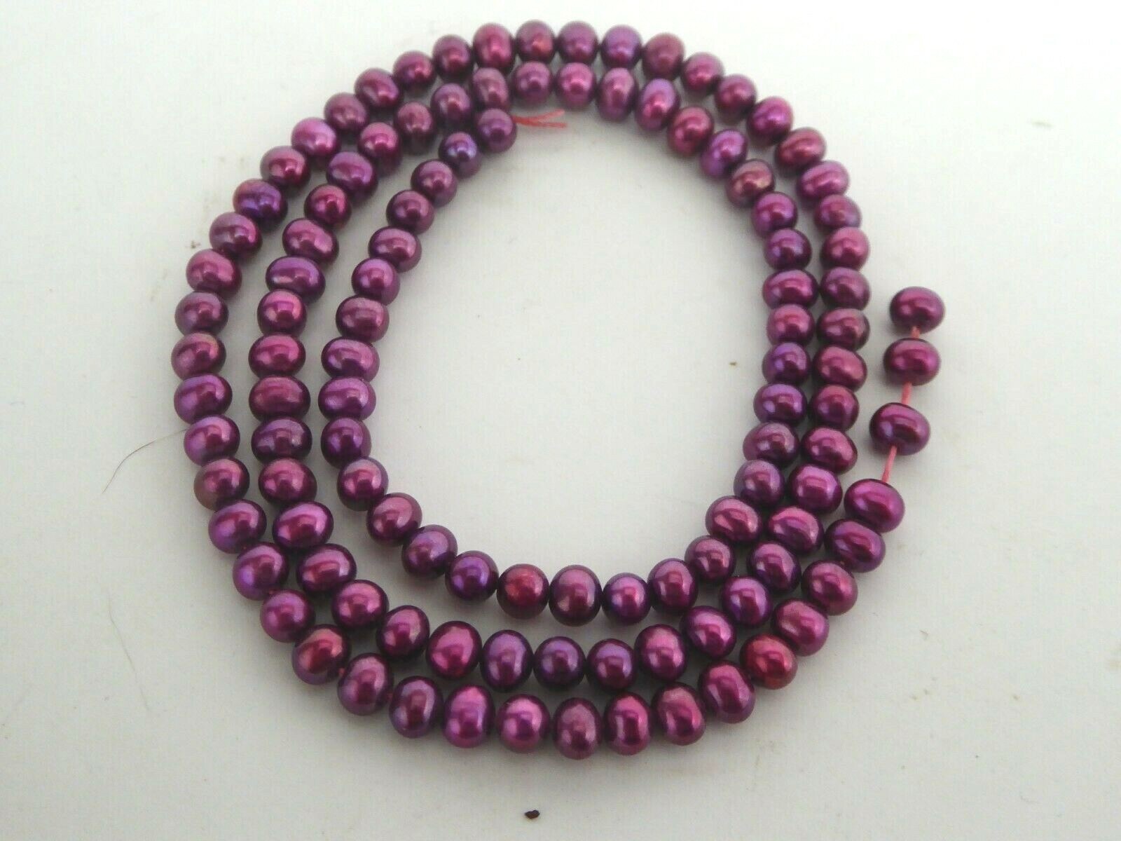 Genuine Freshwater Pearls Magenta Pink Almost Round 4mm x 3.5mm Beads Strand 16″