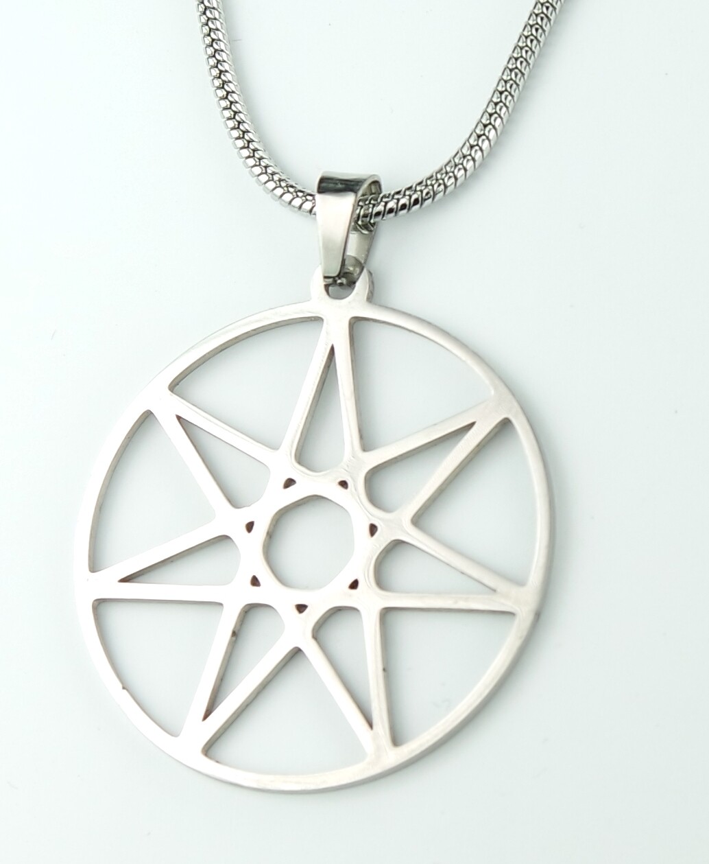 Septagram Necklace, 7 Pointed Star Heptagram Stainless Charm Pendant Chain Gift