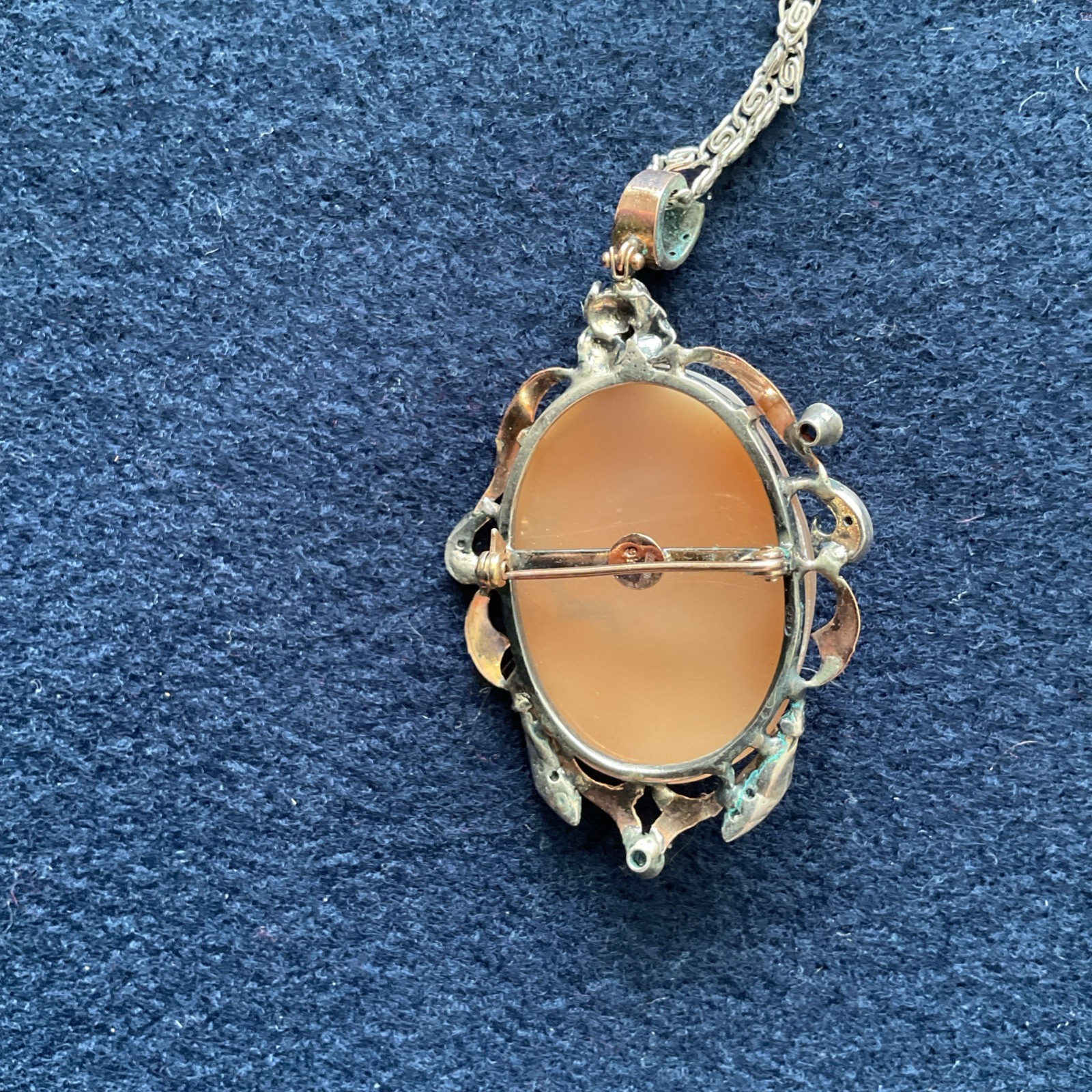 Sterling Silver Cameo Pendant and Brooch with 16 Inch Chain New