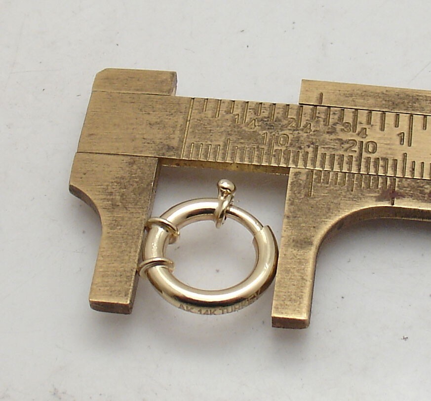 Shiny Spring Ring Senora Clasp Lock Real Solid 14K Yellow Gold 15mm X 3mm