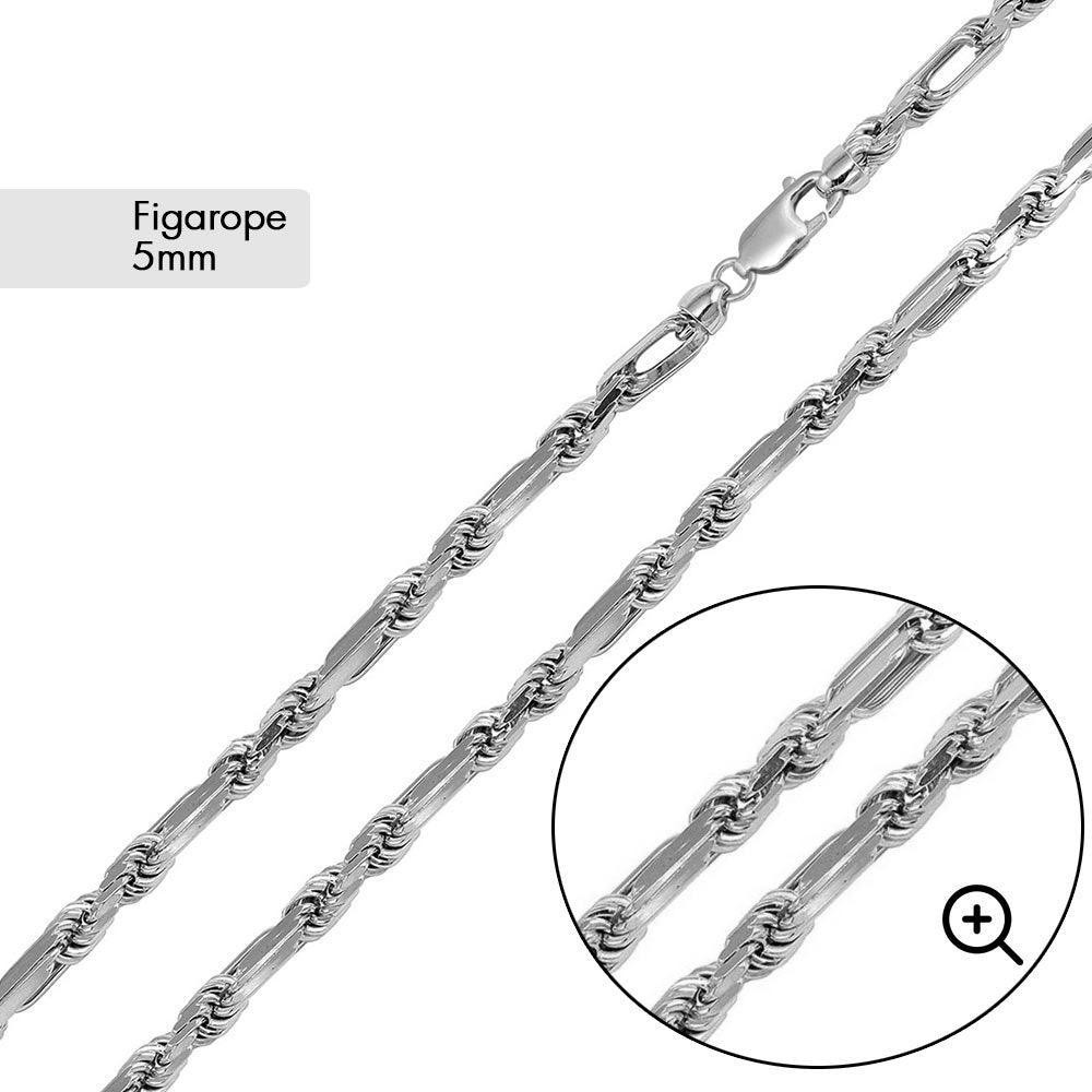 .925 Sterling Silver Figarope Milano Chain or Bracelet 4.3mm-8mm
