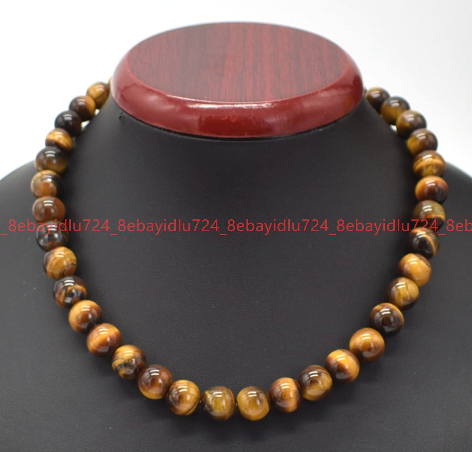 6/8/10/12/14mm Natural Multicolor Tiger’s Eye Round Gemstone Beads Necklace 18″