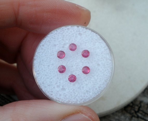 6 Ruby Round Loose Faceted Natural Gems 2.5mm each