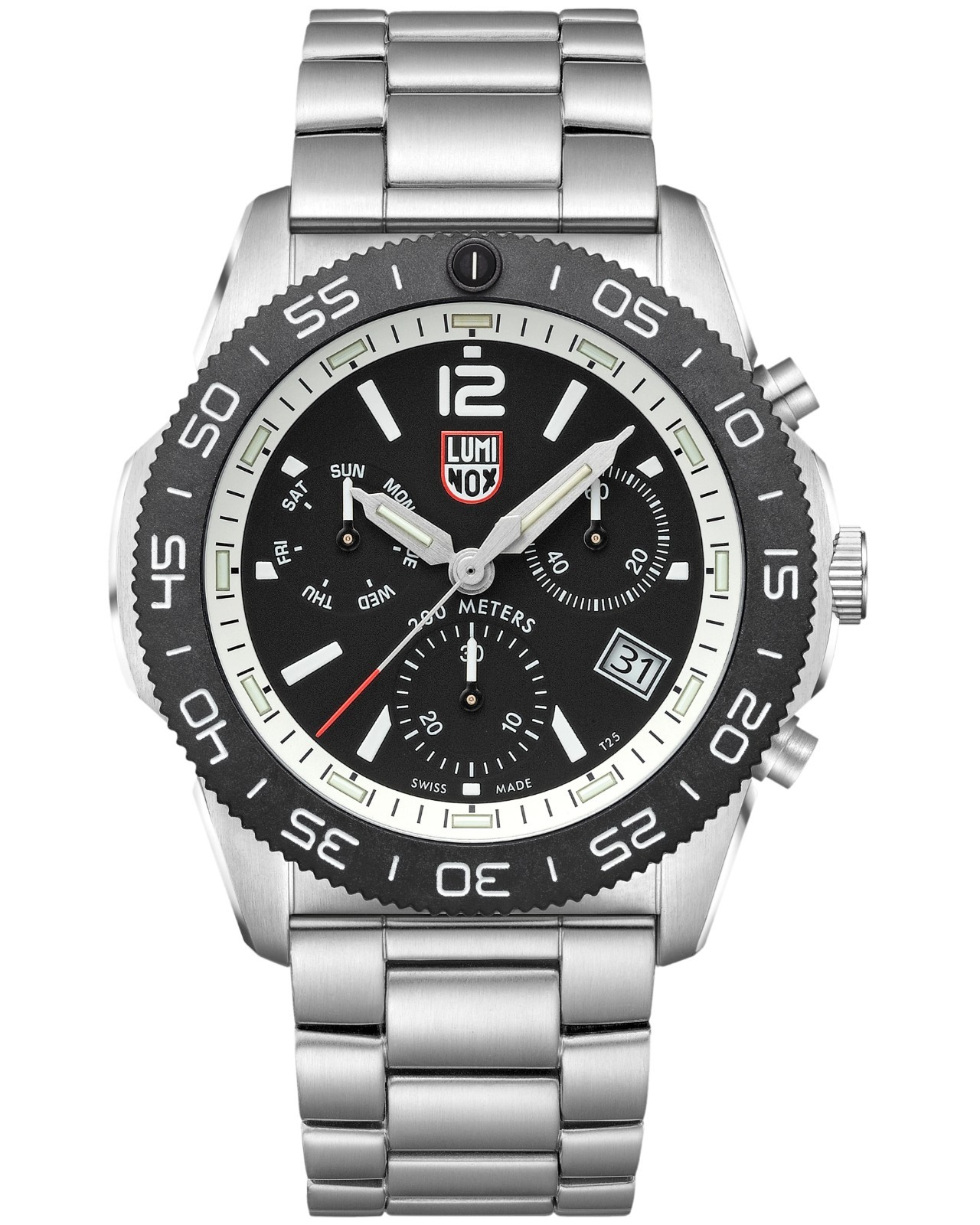 Luminox Pacific Diver Chronograph Quartz 44mm Black Dial SS Mens Watch XS.3141.M