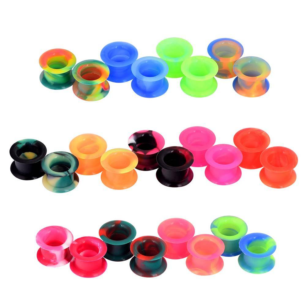 50Pcs Thick Silicone Ear Gauges Kit Soft Flesh Tunnels Ear Plugs Piercing 2g-1″