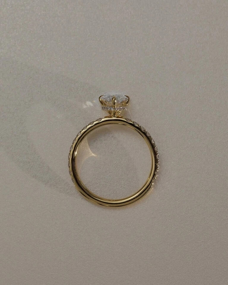 2.10Ct Pear IGI Certified Lab Grown Diamond Engagement Ring 14K Real Yellow Gold