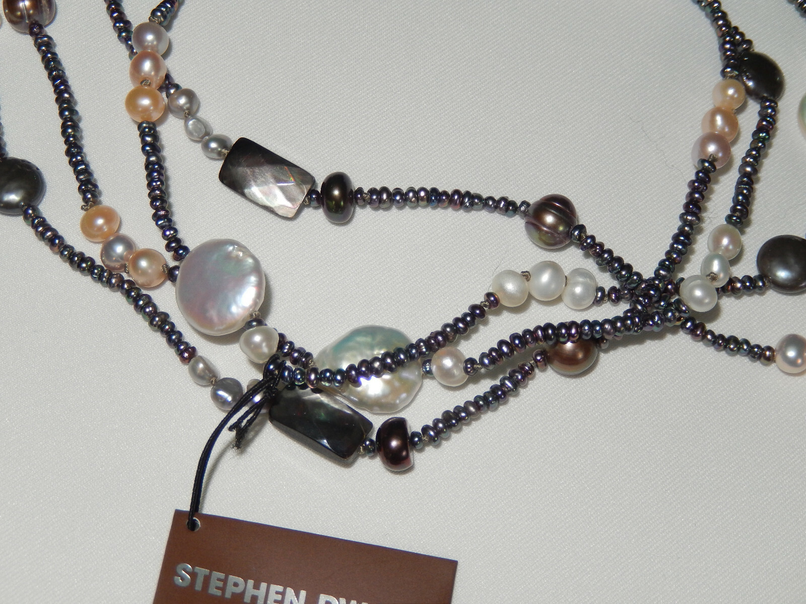 Stephen Dweck Long Station Necklace Tahitian Mother Of Pearls 42″ New
