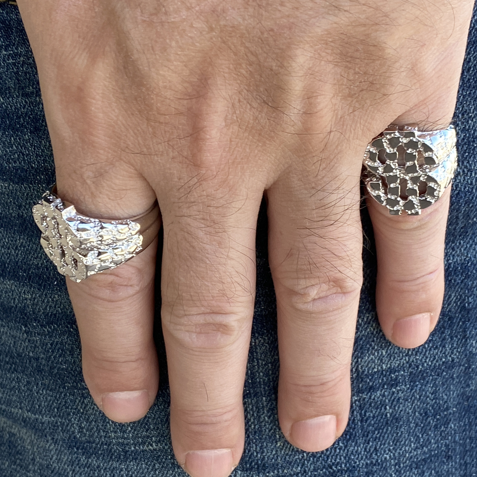Mens Solid 925 Sterling Silver $ Dollar Sign Symbol Plain Nugget Ring Pinky 7-13