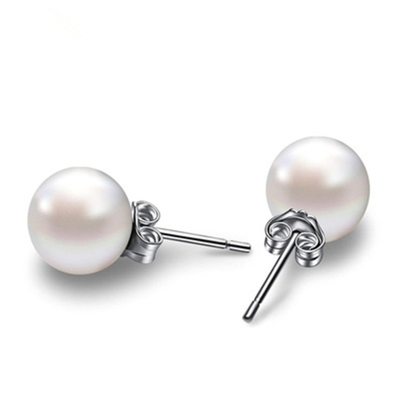 Pearl Stud Earrings 925 Sterling Silver Cubic Zirconia Women Jewelry Gift US