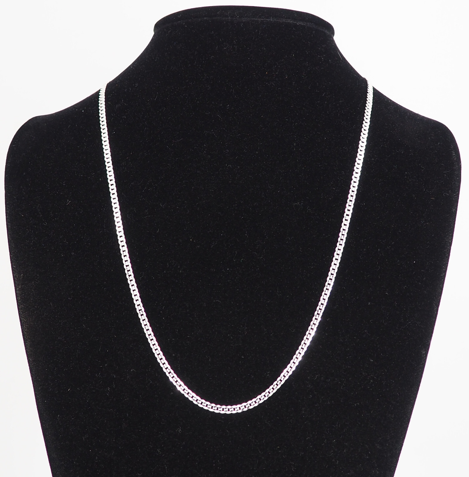 Solid 925 Sterling Silver Curb Chain Necklace 3mm, 24” Italy NEW