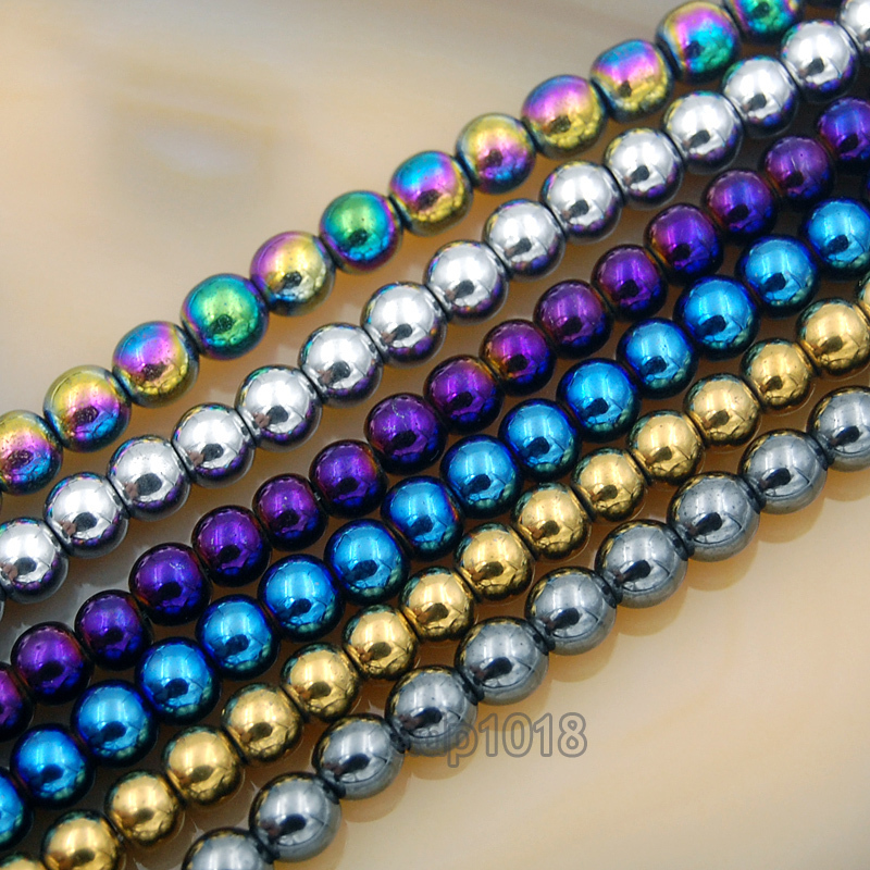 Natural Hematite Gemstone Round Beads 16″ Metallic Color 3mm 4mm 6mm 8mm 10mm
