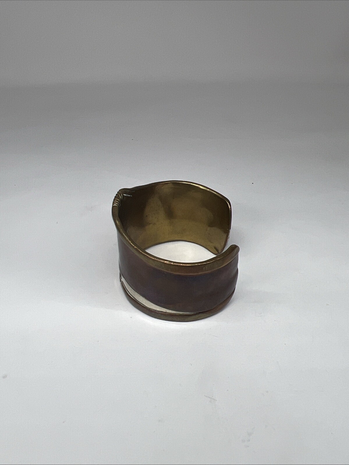 Copper, Brass, Sterling Artisan Earrings And Matching Cuff With Unknown Maker