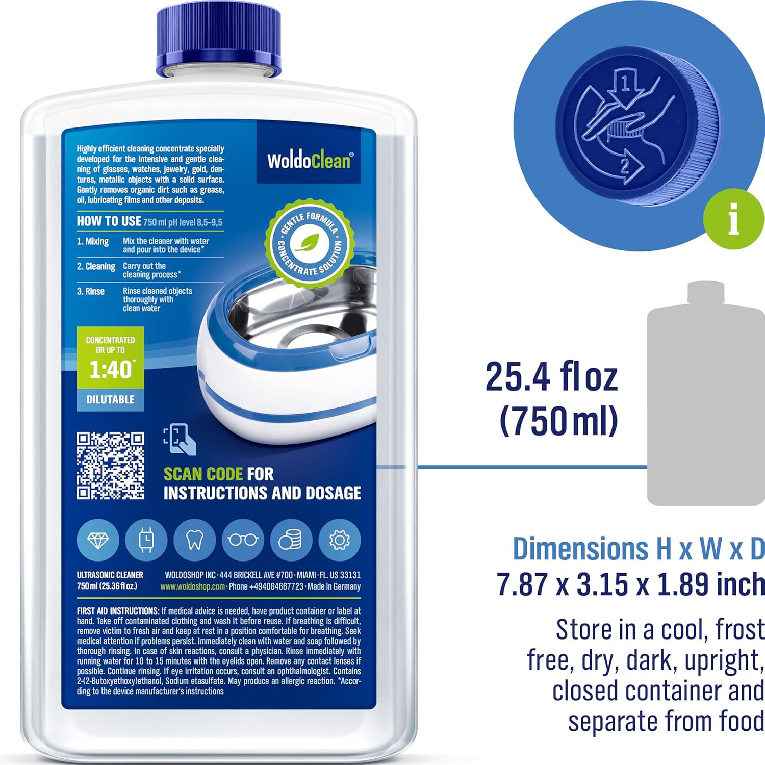 Ultrasonic Cleaner Solution 25.4 Fl Oz – Concentrated Jewelry Cleaner Liquid for
