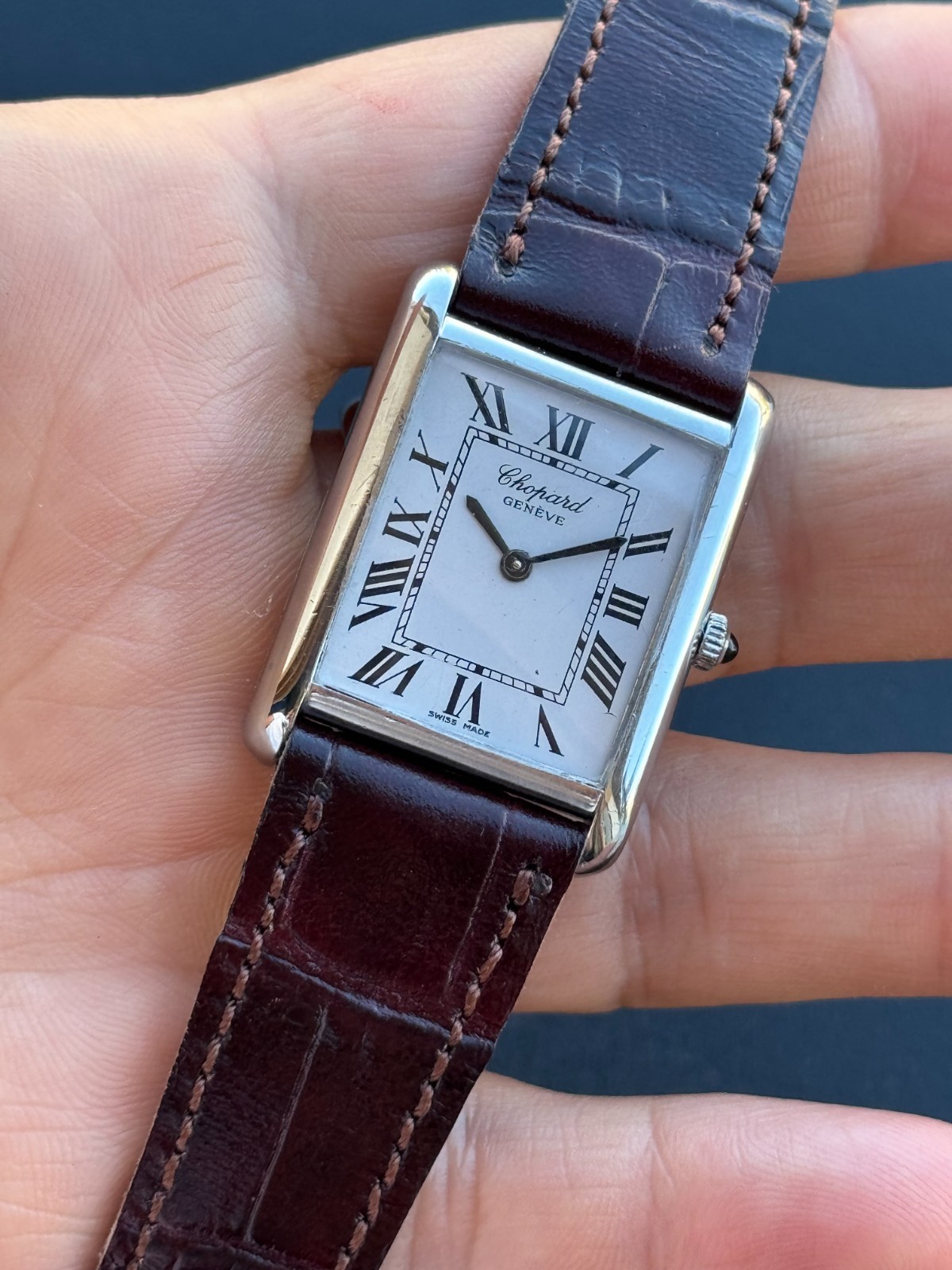 Chopard Tank Watch Manual Cal.895 Mens 8014 1 Swiss Made Year 1980 Rectangular