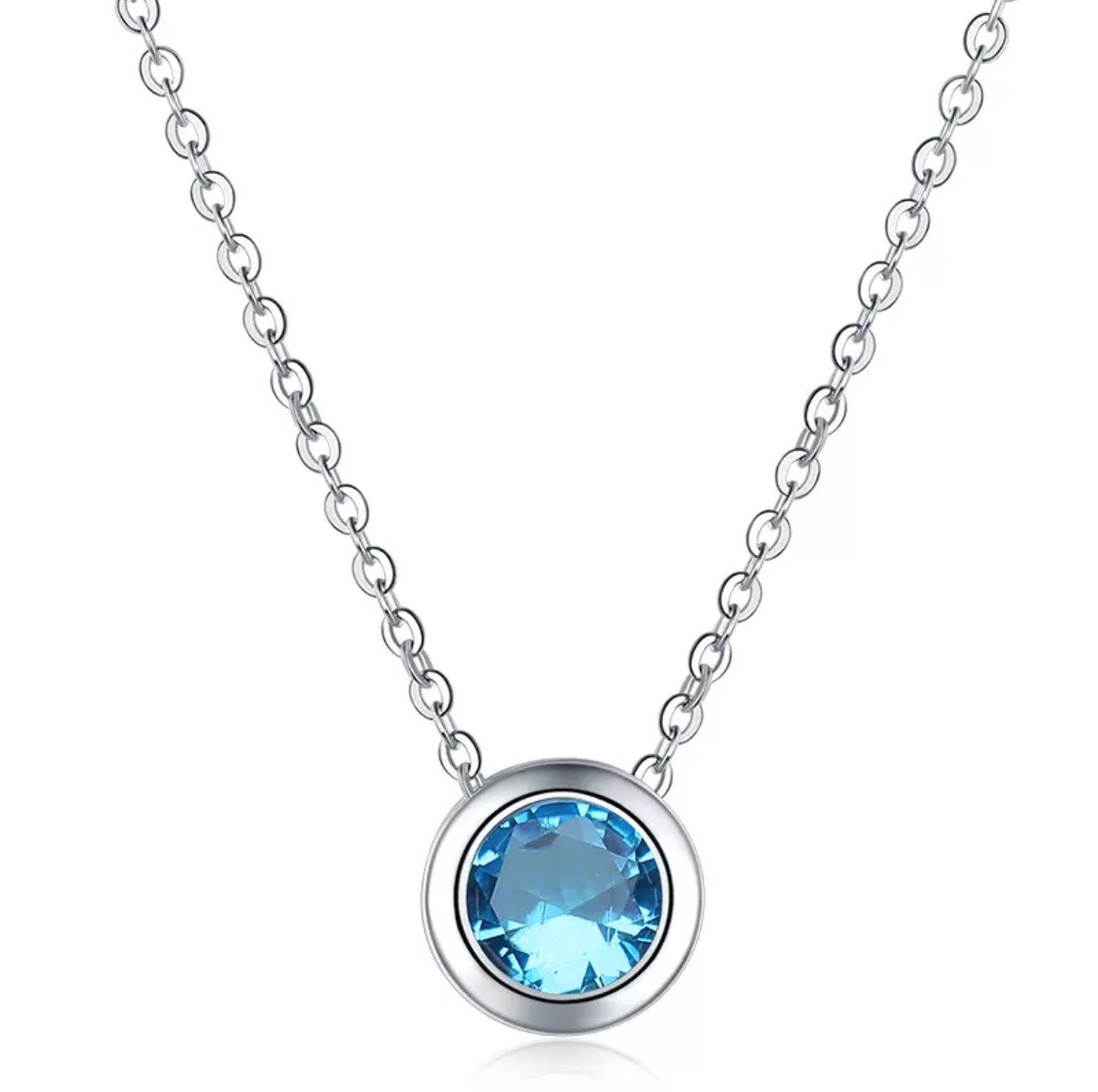 2Ct Bezel Set Solitaire Pendant Necklace Silver Rhodium Plated CZ Crystal N40