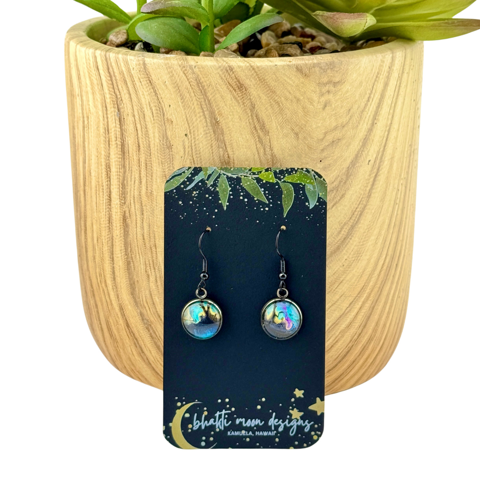 Dangle Earrings Handmade “Enchanted Forest” Electroplate Sterling Silver Earwire