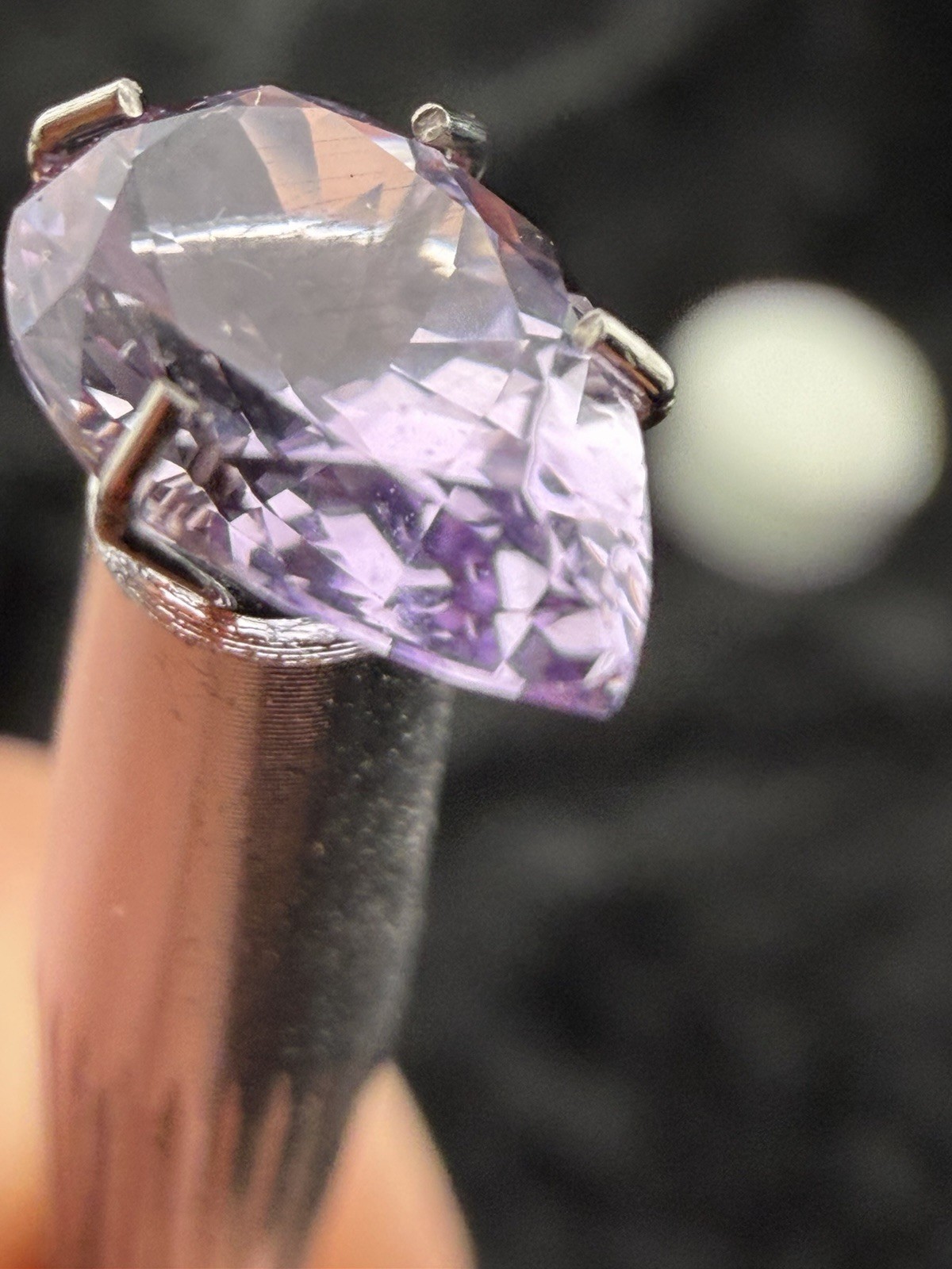 Natural Untreated Brazilian Amethyst Faceted Pear Gemstone 10×6.5 mm 1.5 cts