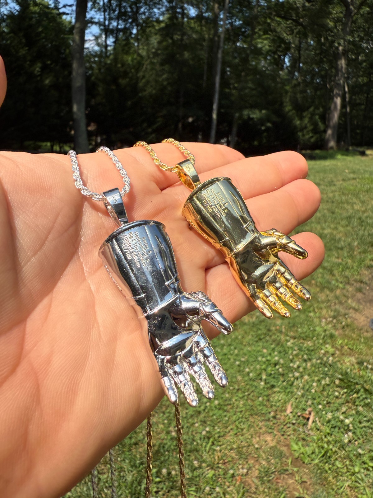 Limited Edition Thanos Infinity Hand Glove Gauntlet 925 Sterling Silver Pendant