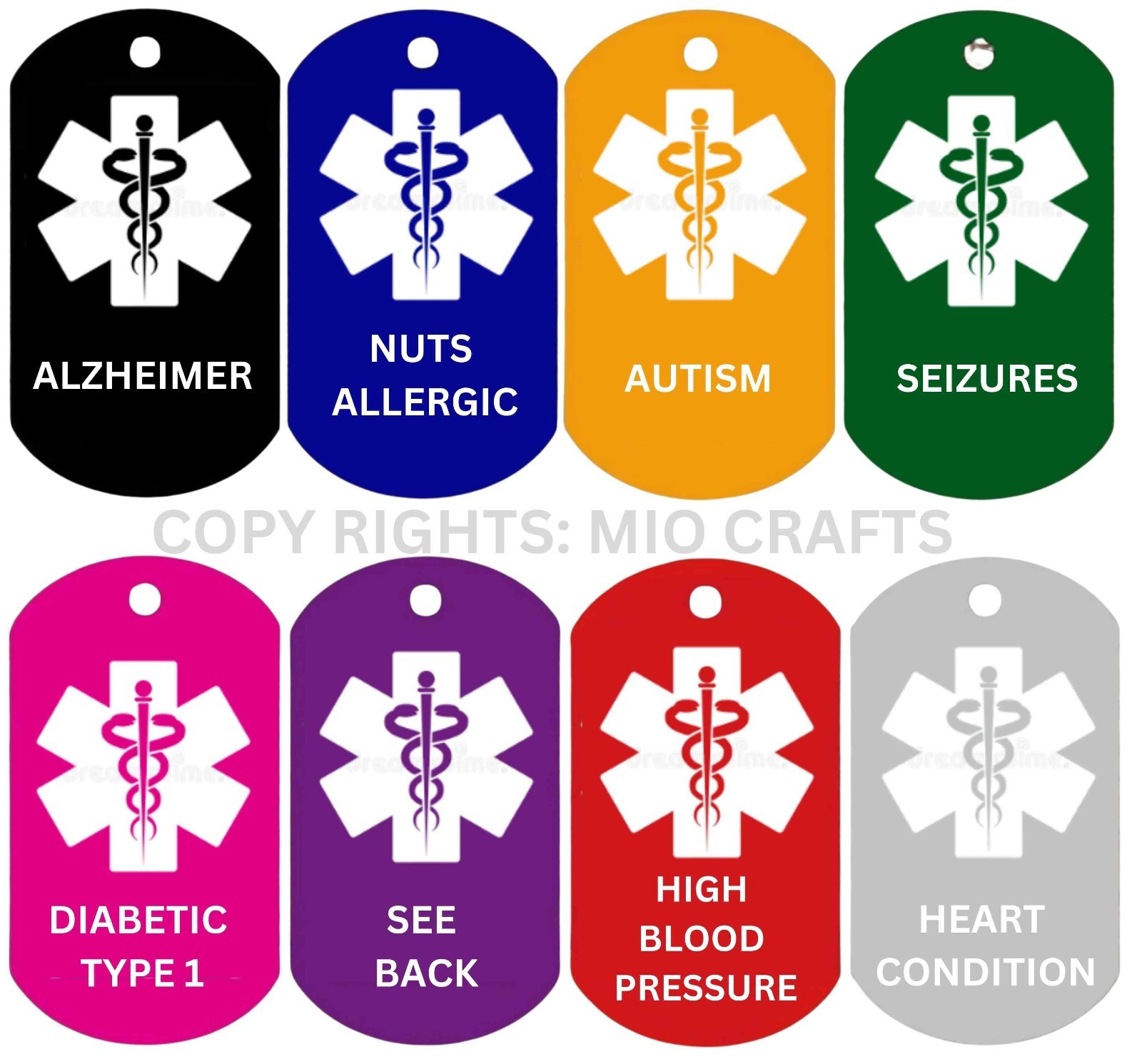 Custom Medical Alert ID Dog Tag Necklace Engraved Diabetic Allergies ICE Info