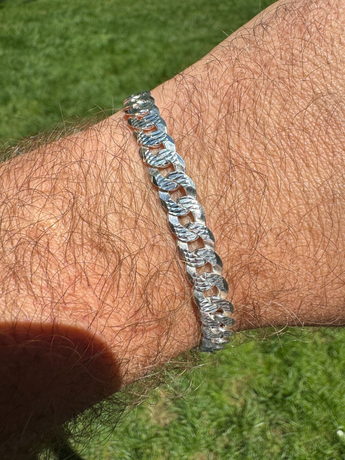 Real Solid 925 Silver Flat Diamond Cut Curb Cuban Link Bracelet 4-8mm