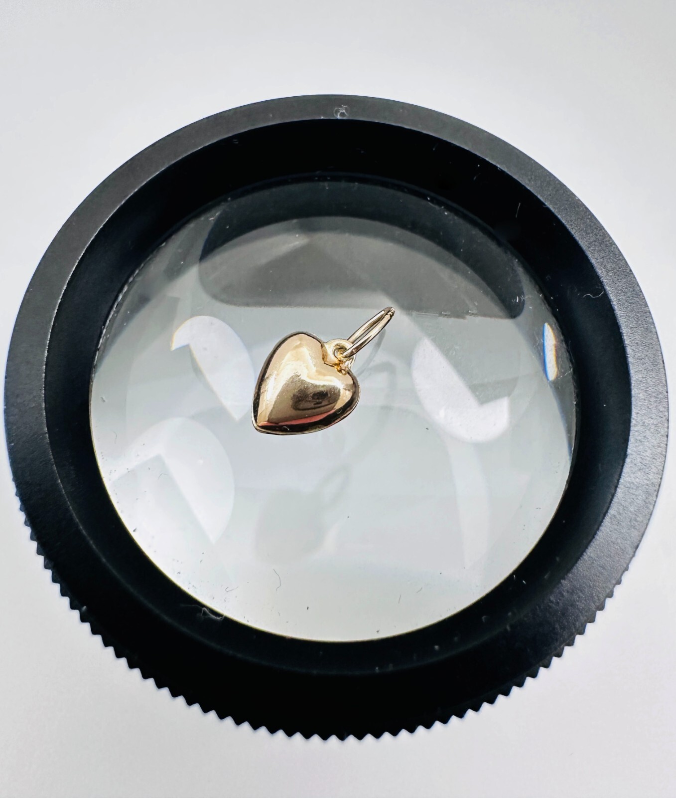 14K Solid Yellow Gold Mini / Petite Puffy Puffed Heart Charm Pendant 12.5x6mm
