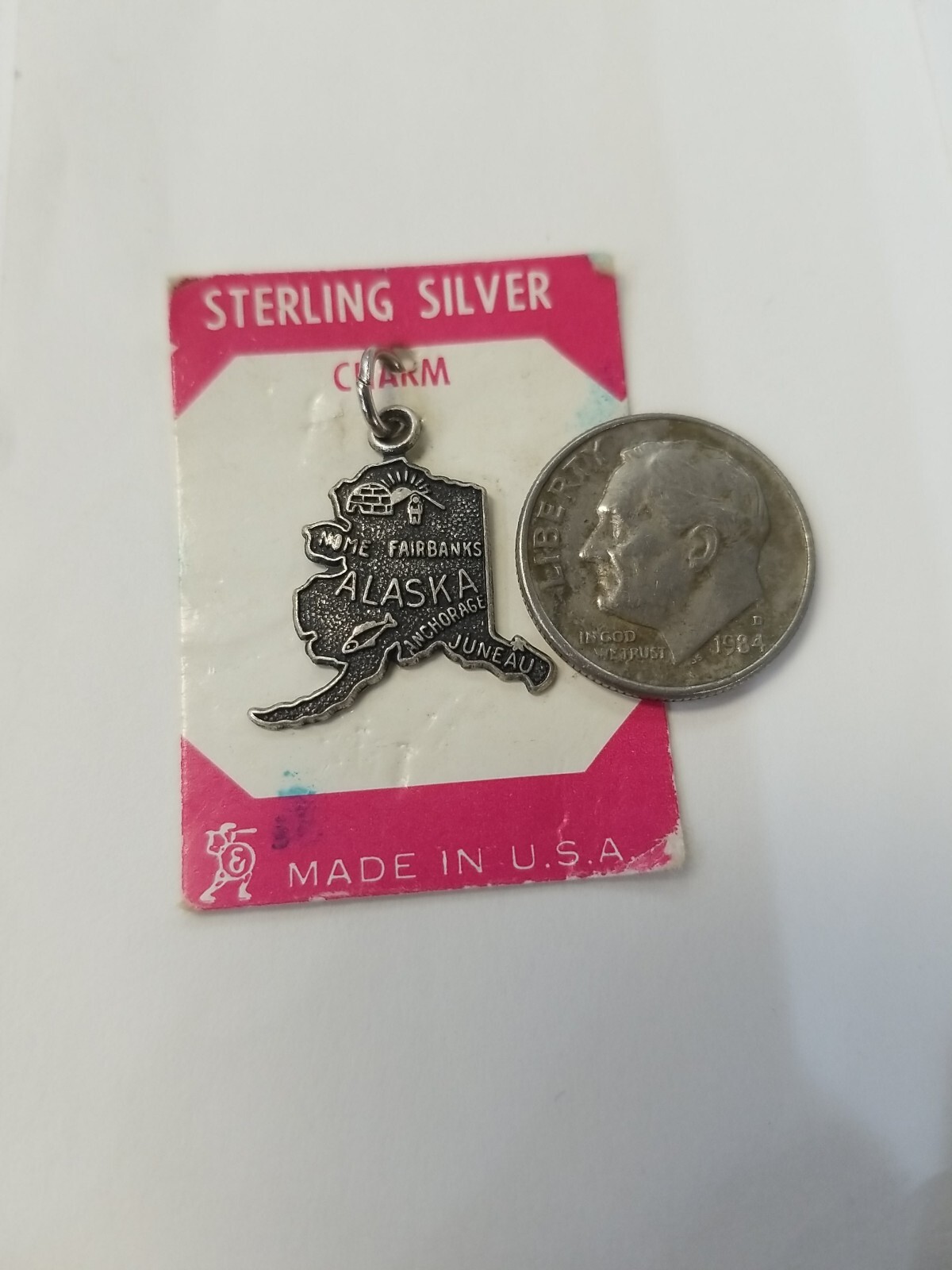 Vintage Sterling Silver State Map Charm, SELECT From 16 different States NOS