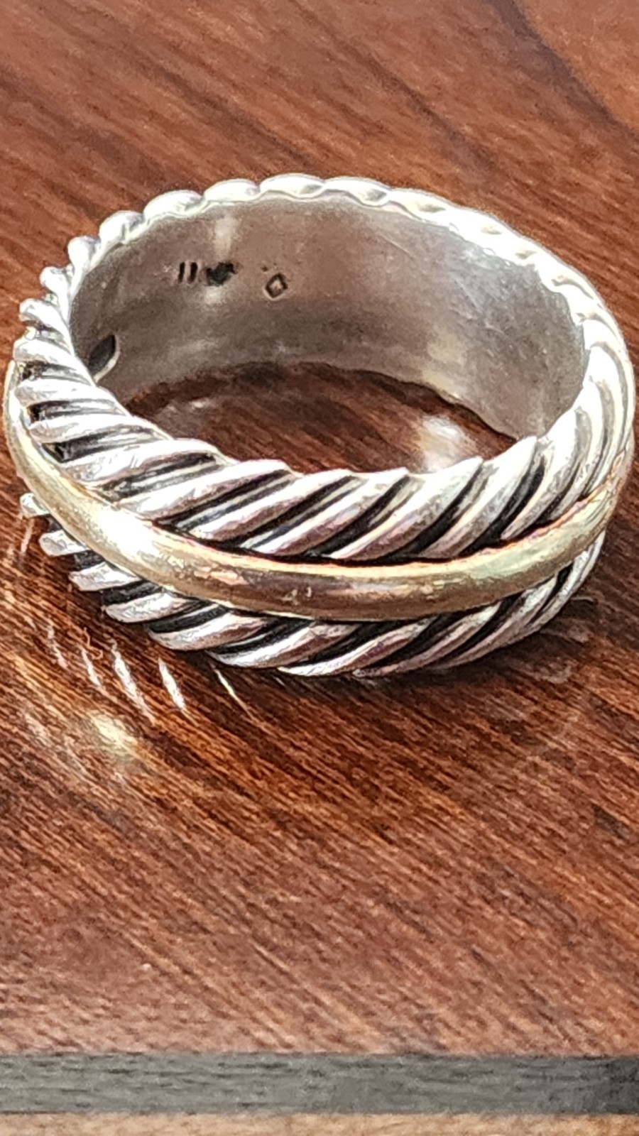 David Yurman Chevron Silver Gold Ring 10.5