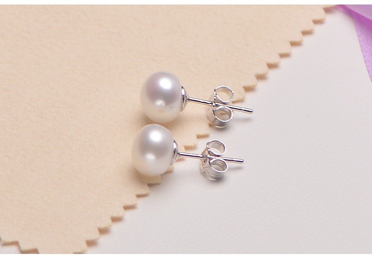 925 Sterling Silver Genuine Freshwater 3-12mm Pearl Stud Earrings Gift Box Love