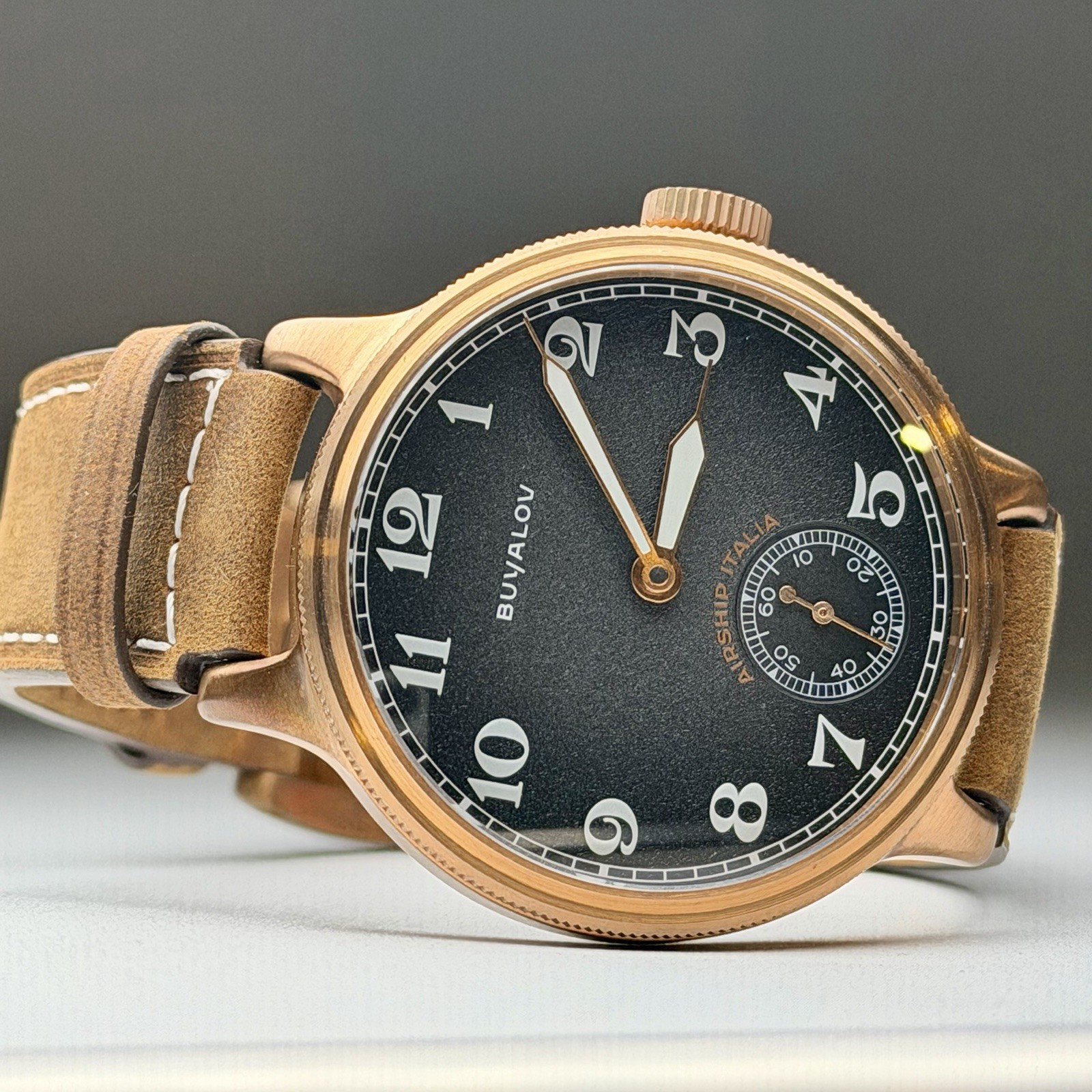 Buyalov Airship Italia Limited Ed. Bronze Type B Sapphire Mens 43mm Manual Watch
