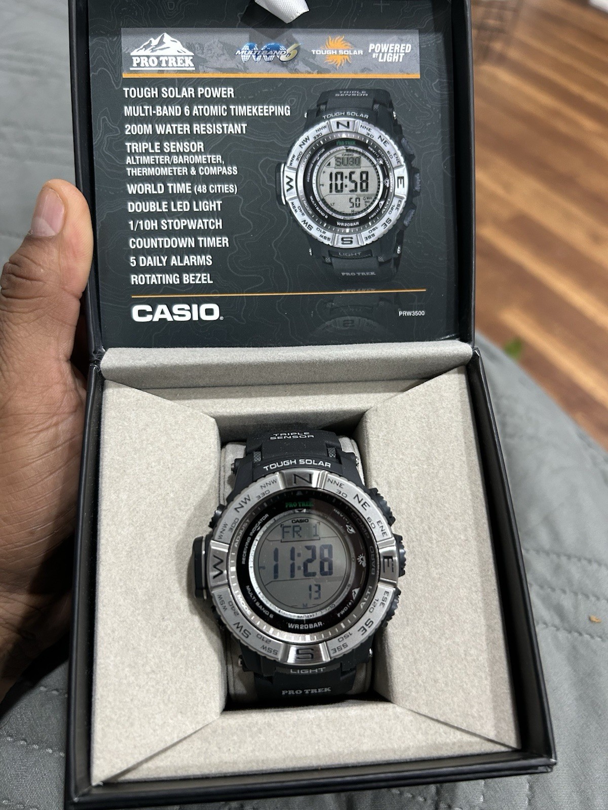 Casio Pro Trek PRW3500 Tough Solar Multi-Band 6 ABC Sensors 200m Watch