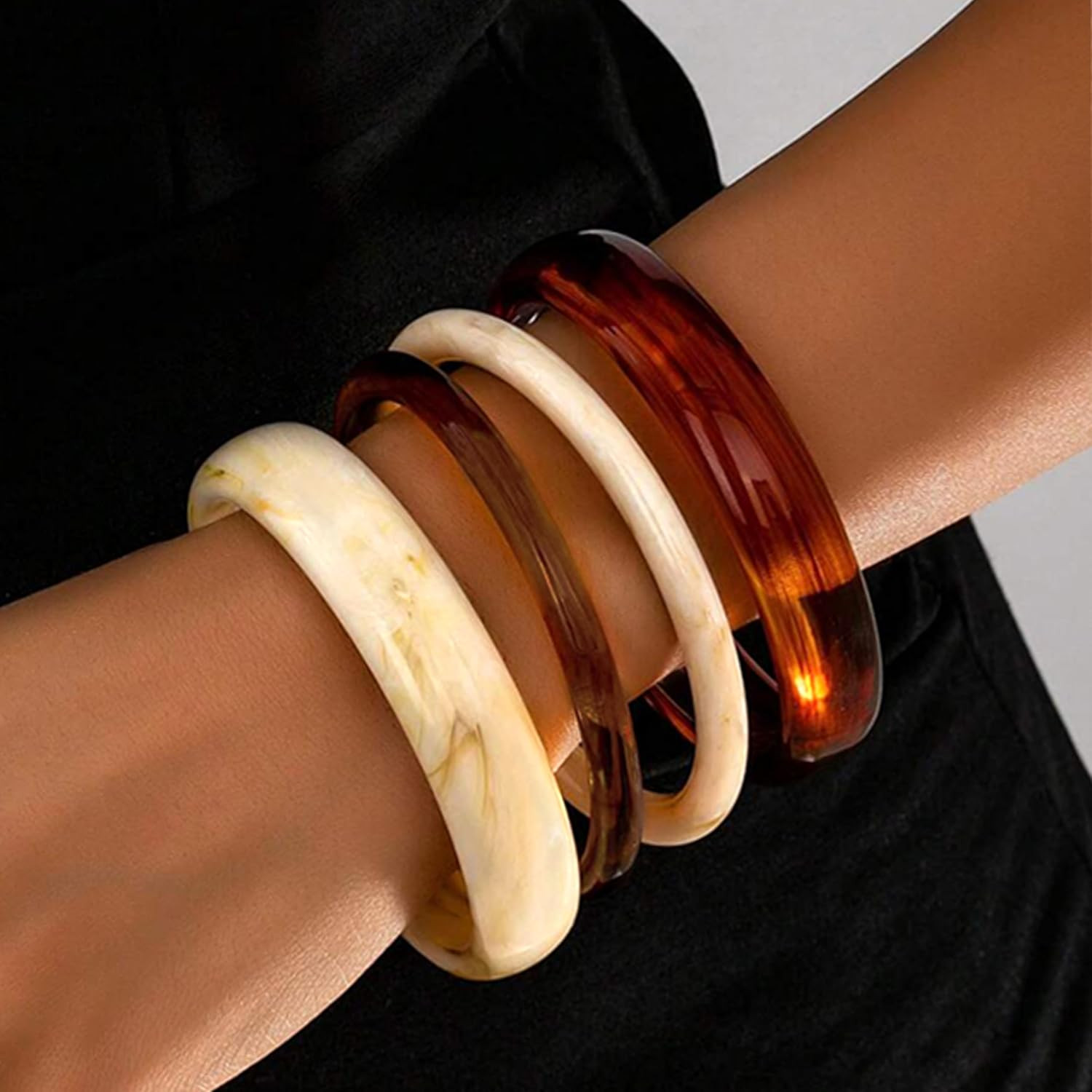 ÌF ME Acrylic Bangles Bracelets for Women, Irregular Acrylic Resin Chunky Bracel
