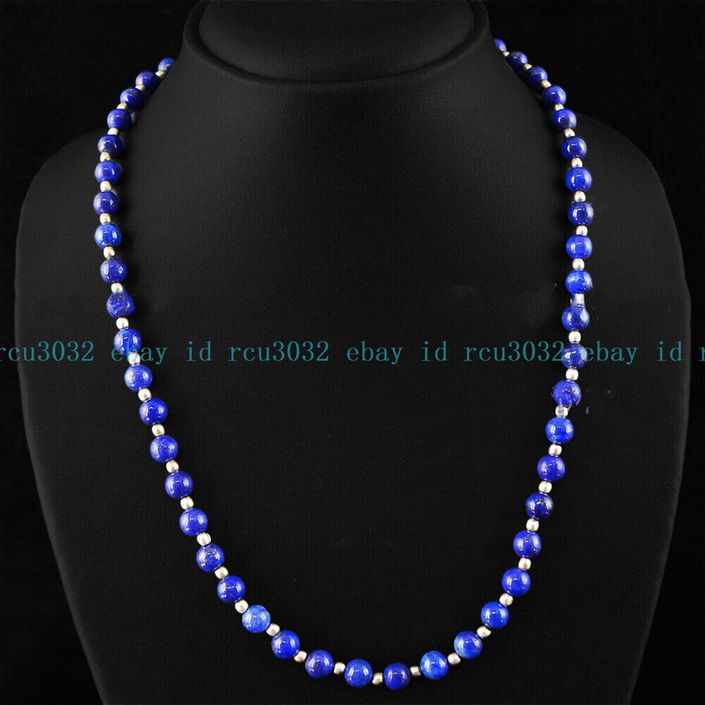 16-36 INCHES ELEGANT NATURAL 6MM BLUE LAPIS LAZULI ROUND GEMSTONE BEADS NECKLACE