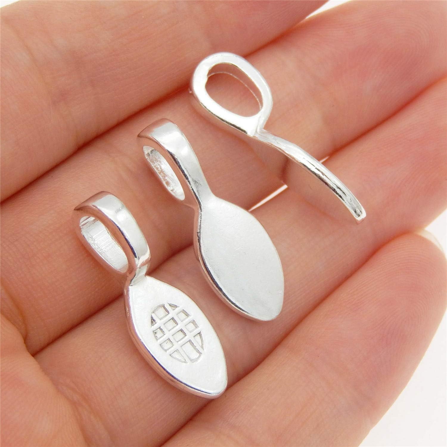 100pcs Silver Glue on Bail Charm Pendant Earring Bails for Glass Tile DIY…