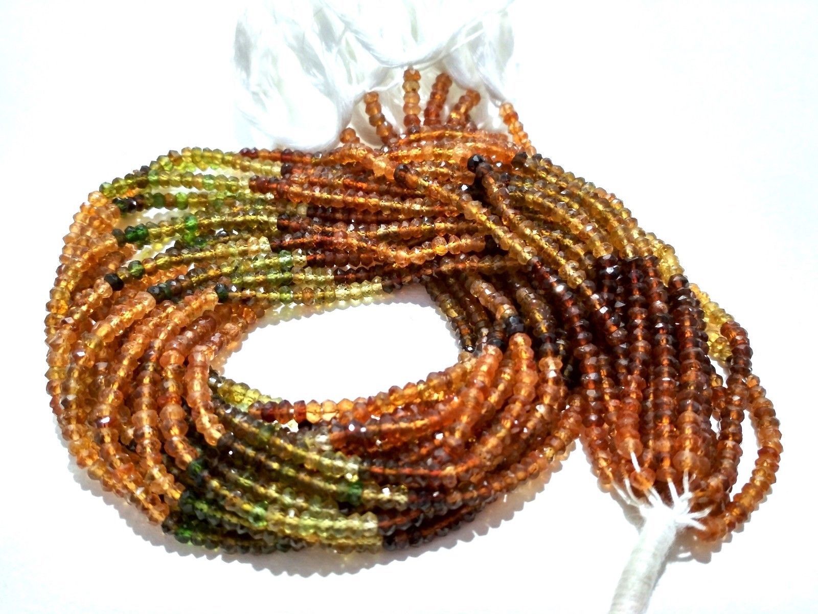 5 Strand Natural Multi Petrol Tourmaline Rondelle Faceted Beads 12″inch MPT1